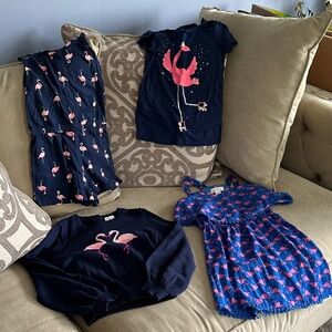 Janie and Jack Flamingo Pajama Set - Navy and Pink